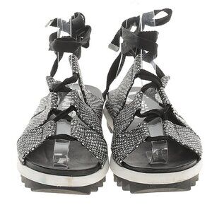 Circus By Sam Edelman Riley Black & White Faux Snake Ankle Wrap Sandels